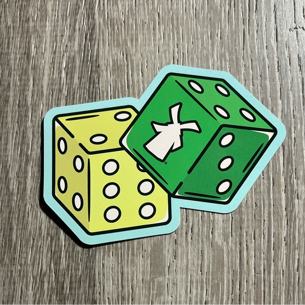 Dutch Bros Green and Yellow Dice Sticker